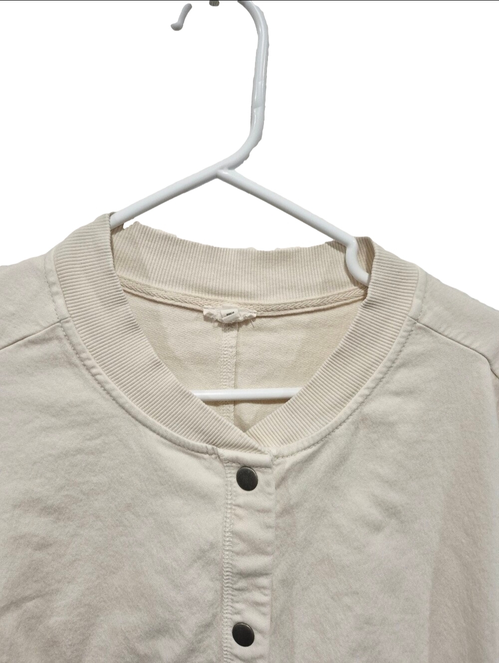 ​Aerie Soft Landing Cream Snap-Front Bomber Jacket Sweatshirt - Picture 2 of 5